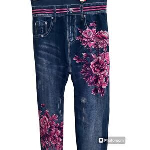 NWT Sacred Threads Jeggings One Size, Stretchy, Soft, Comfortable. Pink accent